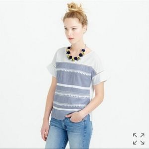 J. Crew Embroidered Flutter Sleeve Top